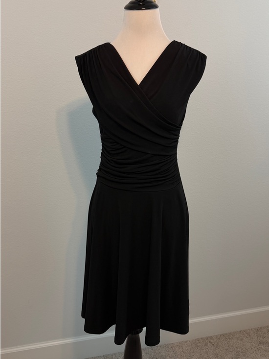 Boston Proper Dresses & Skirts - Boston Proper Black Ruched Wrap Midi Dress